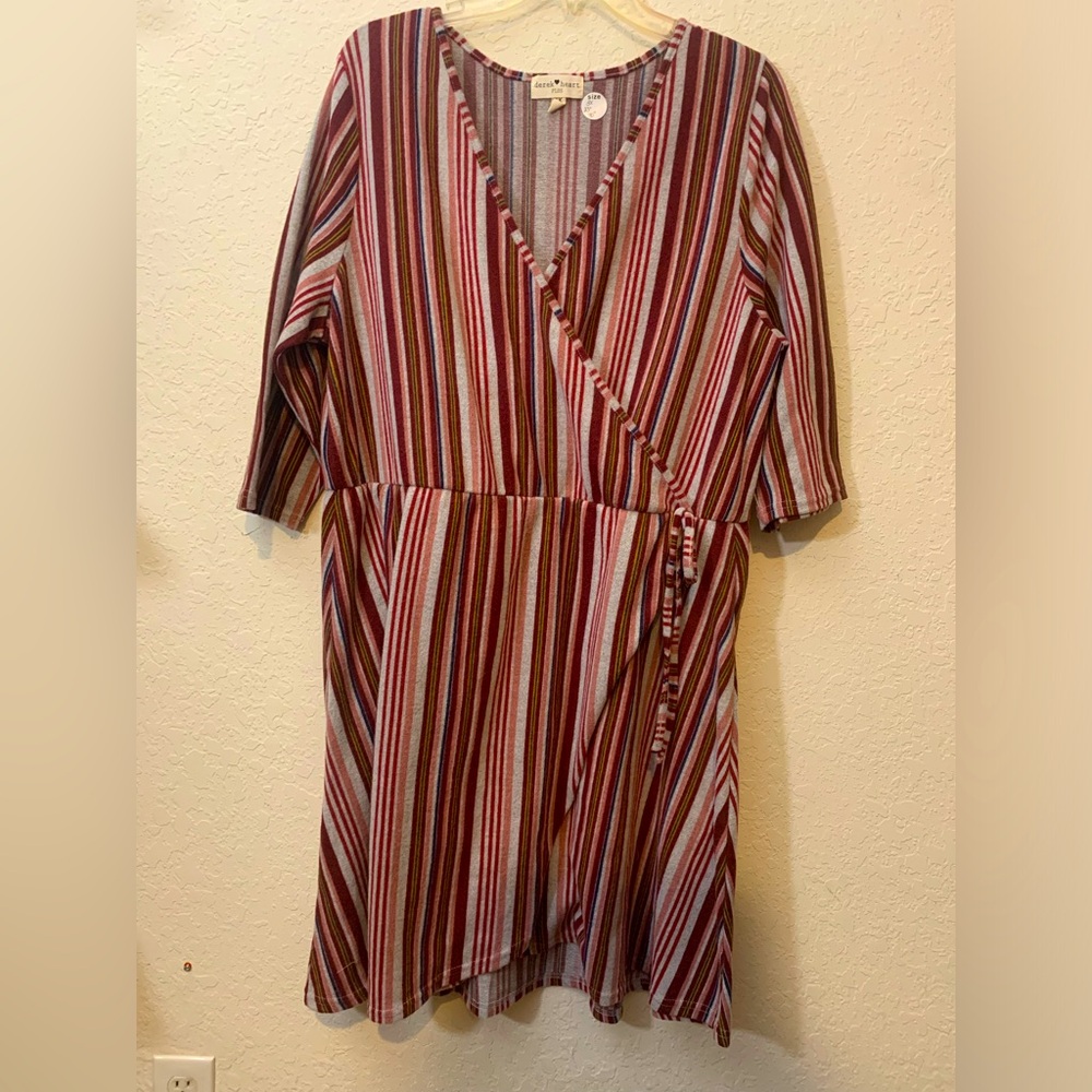 Faux wrap striped dress 3x